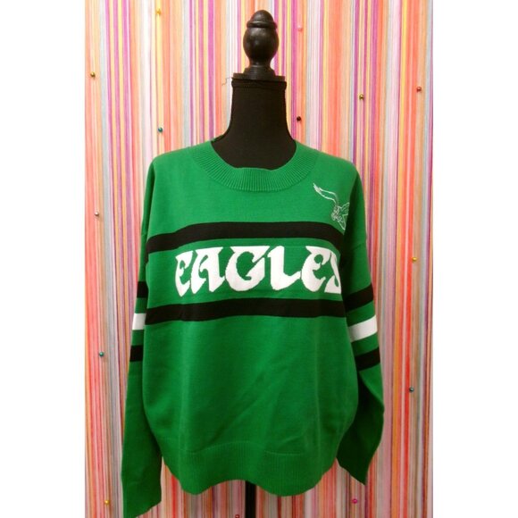 NFL Eagles Kelly Green Crewneck Sweater Women - Picture 1 of 6